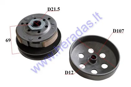 Clutch pulley assembly for scooter 50cc 22 teeth Baotian, Barton, Benzer, Buffalo/Quelle,  Ecobike, Ferro
