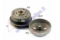 Variator clutch with pulleys for scooter