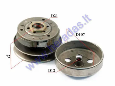 Variator clutch with pulleys for scooter