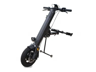 Neįgaliojo vežimėlio treileris, trauktuvas 12 colių ratas, 36V 350w. 13 Ah baterija.Skirtas rankomis varomus neįgaliųjų vežimėlius paversti savaeigiais.