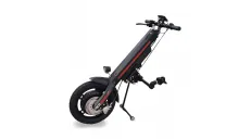 Wheelchair trailer 16 inch wheel, 48V 800W. 12 Ah battery. Designed to turn hand driven wheelchairs into self-propelled wheelchairs