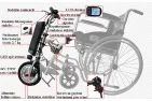 Neįgaliojo vežimėlio treileris, trauktuvas 36V 350w.  8.8 Ah baterija,12 colių ratasSkirtas rankomis varomus neįgaliųjų vežimėlius paversti savaeigiais.