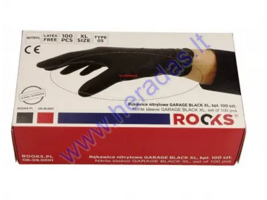 Nitrile non-slip gloves ROOKS Garage Size XL 100pcs Resistant to greases, thinners, chemicals strength class TYP 05