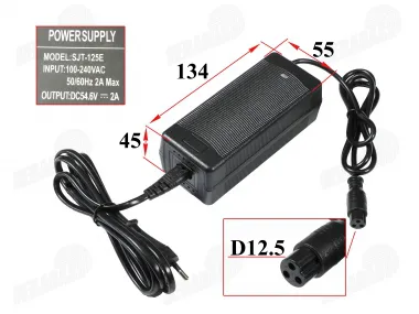 Pakrovėjas 48V 2A (išėjimas 54.6V) ličio jonų akumuliatoriams tinka skuteriams DUDU, PIXI GX16 SU VENTILIATORIUMI TINKA CRUSADER