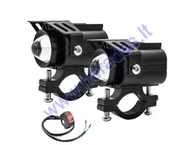 ADDITIONAL LAMPS LED LENS with mount for motorcycle, quad bike 12V-80V 20W