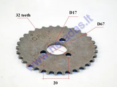 Paskirstymo velenėlio žvaigždutė keturračiui motociklui 200-250cc D67,32dant