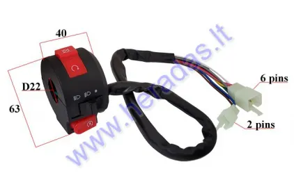 HANDLEBAR Switch starter/lights/extinguishing for ATV quad bike 6+2 pin ATV 150cc