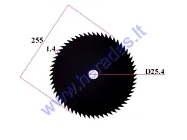 Pjovimo peilis 80 dantų krūmapjovei trimeriui 255X25.4mm storis 1.4mm