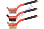 Steel wire brush set with plastic handles 3pc