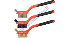 Steel wire brush set with plastic handles 3pc