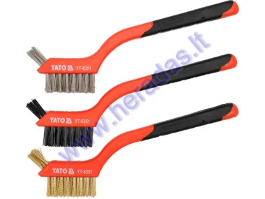 Steel wire brush set with plastic handles 3pc