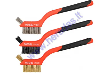Steel wire brush set with plastic handles 3pc