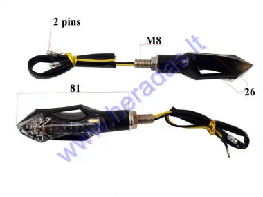 Posūkio žibintas 2 vnt komplektas, 12V M8 L81mm geltonas