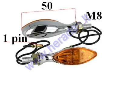 TURN SIGNAL LIGHT FOR MOTOCYCLE 2 psc SET,  H21W, metal housing, chrome