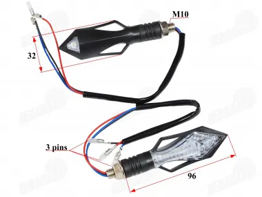 Turn signal LED 2pcs set 12V M10 L96 3PIN