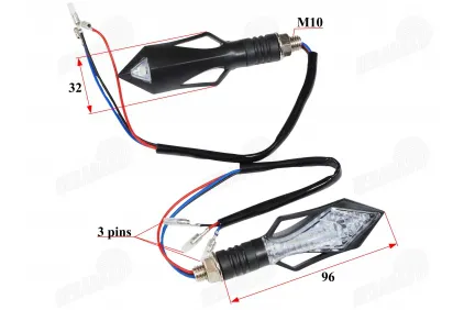 Turn signal LED 2pcs set 12V M10 L96 3PIN