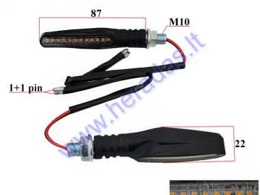 TURN LIGHTS FOR MOTORCYCLE E MARKING LED 2 pcs L87 M10