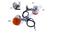 Turn lights for motocycle yellow, chrome, fastened with 2 screws. 12v 5W