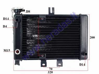 Engine cooling radiator for ATV quad bike