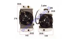 Radiatorius motociklo 2 DALIŲ SU 2 VENTILIATORIAIS IR DAVIKLIU KAYO BSE krosinio, enduro
