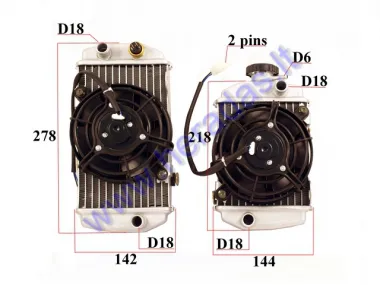 Radiator for motocycle 2 parts with 2 ventilators and sensor KAYO BSE