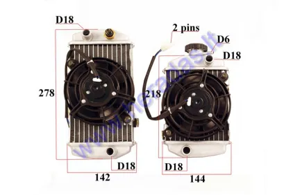 Radiator for motocycle 2 parts with 2 ventilators and sensor KAYO BSE