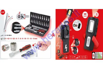 Socket set 917.0648 with LED mobile workshop hand lamp 150.4510 KS TOOLS