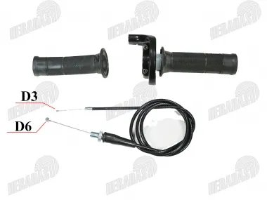 RANKENĖLĖS AKSELERATORIAUS SU korpusu ir trosu TROSAS 1200MM EIGA 140MM M10
