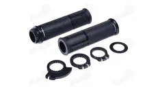 RUBBER-METAL HANDLEBAR GRIPS FOR CROSS-ENDURO MOTORCYCLE LEOSHI 654 BLACK 22 mm 2T AND 4T ADAPTERS. BLACK