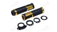 RUBBER-METAL HANDLEBAR GRIPS FOR CROSS-ENDURO MOTORCYCLE LEOSHI 654 GOLD 22 mm 2T AND 4T ADAPTERS. Gold