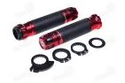 RUBBER-METAL HANDLEBAR GRIPS FOR CROSS-ENDURO MOTORCYCLE LEOSHI 654 RED 22 mm 2T AND 4T ADAPTERS. RED