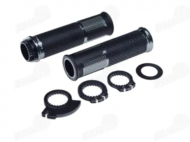 RUBBER-METAL HANDLEBAR GRIPS FOR CROSS-ENDURO MOTORCYCLE LEOSHI 654 TITANIUM 22 mm 2T AND 4T ADAPTERS. Titanium