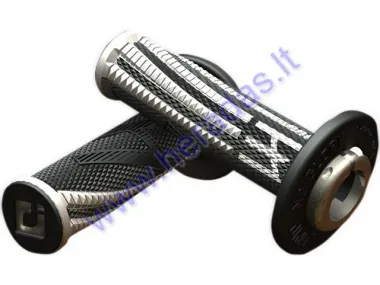 RUBBER-METAL HANDLEBAR GRIPS FOR CROSS-ENDURO MOTORCYCLE ODI Emig Pro V2 Lock-On Grips 22 mm 2T and 4T adapters. Black-Grey