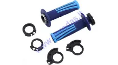 Rankenėlės krosinio-enduro motociklo guminės-metalinės ODI Emig Pro V2 Lock-On Grips 22 mm vairui 2T ir 4T adapteriai. Mėlyna