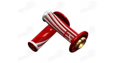 Rankenėlės krosinio-enduro motociklo guminės-metalinės ODI Emig Pro V2 Lock-On Grips 22 mm vairui 2T ir 4T adapteriai.Grafitas-pilka