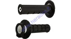 RUBBER-METAL HANDLEBAR GRIPS FOR CROSS-ENDURO MOTORCYCLE ODI MX HALF WAFFLE V2 LOCK ON GRIP 22 mm 2T and 4T adapters. Black