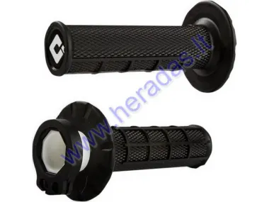 RUBBER-METAL HANDLEBAR GRIPS FOR CROSS-ENDURO MOTORCYCLE ODI MX HALF WAFFLE V2 LOCK ON GRIP 22 mm 2T and 4T adapters. Black