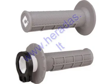 Rubber handlebar grips for cross-enduro motorcycle rubber-metal ODI MX HALF WAFFLE V2 LOCK ON SOFT GRIP for 22 mm handlebar 2T and 4T adapters. Gray