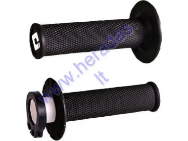 Rubber-metal handlebar grips for cross-enduro motorcycle ODI MX No-Waffle Grips V2 LOCK ON for 22 mm handlebar 2T and 4T adapters. Black