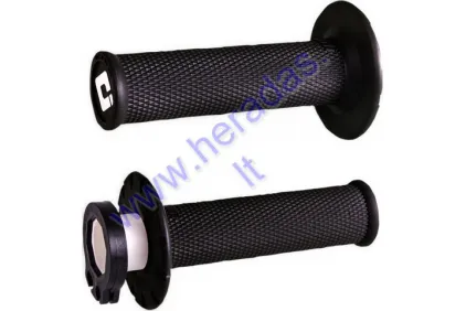 Rubber-metal handlebar grips for cross-enduro motorcycle ODI MX No-Waffle Grips V2 LOCK ON for 22 mm handlebar 2T and 4T adapters. Black