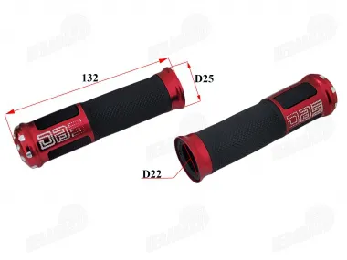Handles motorcycle rubber-metal set TUNING, red