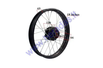 Ratlankis motociklo 18 colių galinis  R18 ratas, juodas