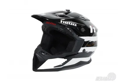 Šalmas motociklininko Hebo juoda balta Šalmas motociklininko Hebo juoda balta