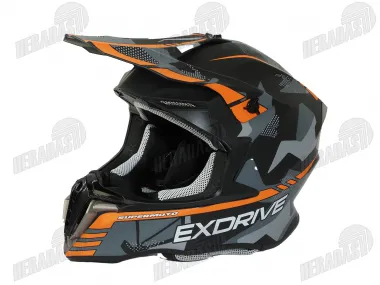 Šalmas motociklininko krosinis EXDRIVE oranžinė spalva