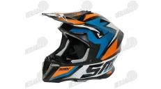 Šalmas motociklininko krosinis SMX mėlyna oranžinė spalva