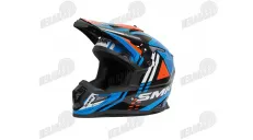 Šalmas motociklininko SMK ALLTERRA X-Sprint  balta/mėlyna/oranžinė