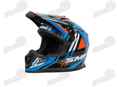 Šalmas motociklininko SMK ALLTERRA X-Sprint  balta/mėlyna/oranžinė