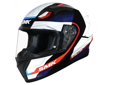 Šalmas motociklininko SMK STELLAR SPORT Balta / Raudona / Mėlyna