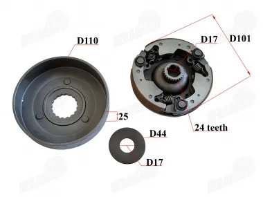 Centrifugal clutch with drum for scooter, quad bike
