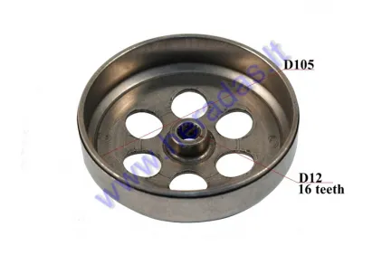 CLUTCH DRUM for scooter 105mm 16 teeth D12 Minarelli, Yamaha, MBK, Malaguti, Beta, Derbi